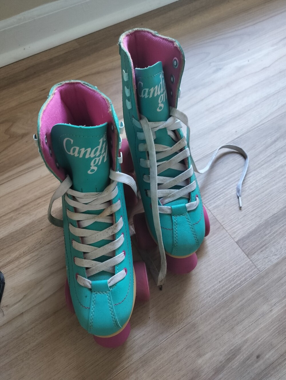 Candy Girl Teal and Pink Roller Skates